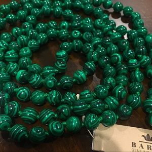 BARSE Malachite Hand Knotted Infinity Necklace NWT